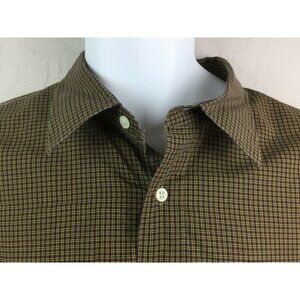 Daniel Cremieux Collection Mens Plaid Button Shirt Brown Green Size XL
